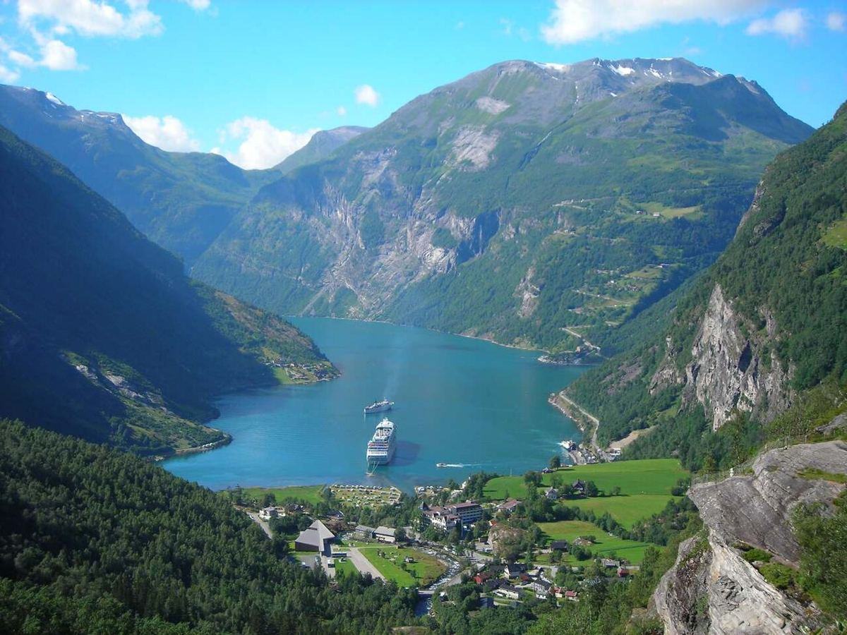 Geirangerfjord with a cruise ship